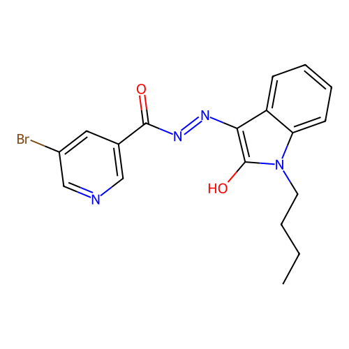 (Z)-5-bromo-N'-(1-butyl-2-oxoindolin-3-ylidene)nicotinohydrazide structure