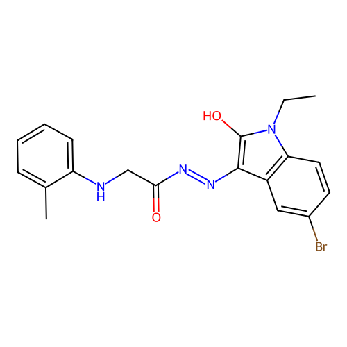 (Z)-N'-(5-bromo-1-ethyl-2-oxoindolin-3-ylidene)-2-(o-tolylamino)acetohydrazide structure