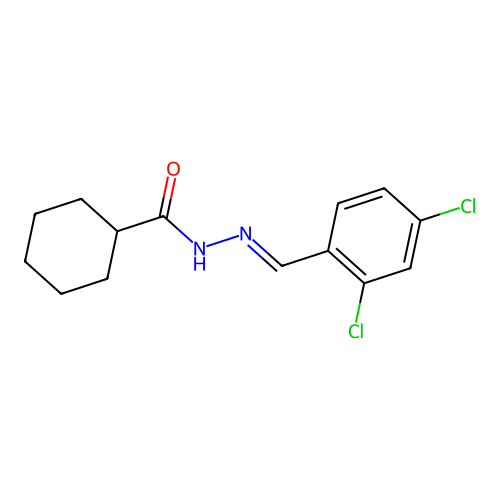 N-[(2,4-dichlorophenyl)methylideneamino]cyclohexanecarboxamide structure