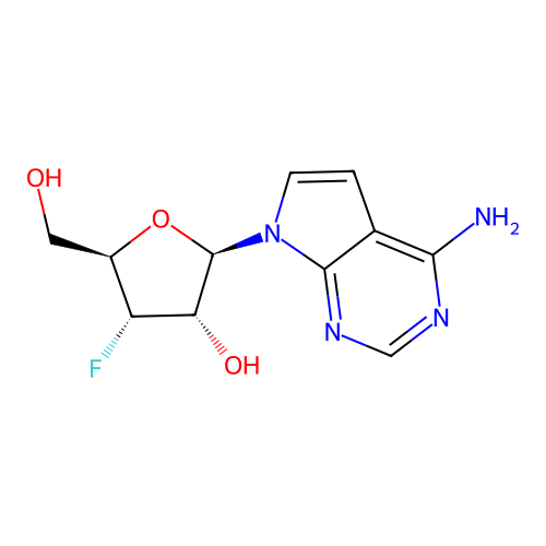 7-(3-Deoxy-3-fluoro-|A-D-ribofuranosyl)-7H-pyrrolo[2,3-d]pyrimidin-4-amine structure