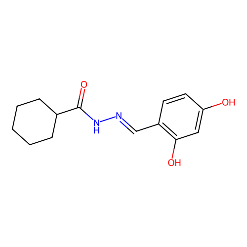 N-[(2,4-dihydroxyphenyl)methylideneamino]cyclohexanecarboxamide structure