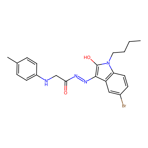 (Z)-N'-(5-bromo-1-butyl-2-oxoindolin-3-ylidene)-2-(p-tolylamino)acetohydrazide structure