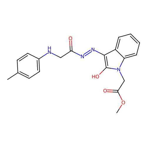 (Z)-methyl 2-(2-oxo-3-(2-(2-(p-tolylamino)acetyl)hydrazono)indolin-1-yl)acetate structure