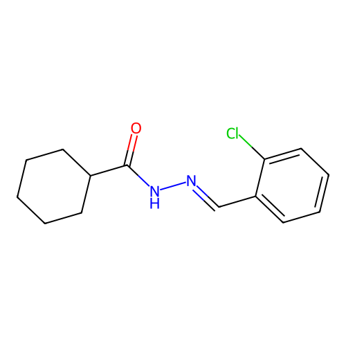 N-[(2-chlorophenyl)methylideneamino]cyclohexanecarboxamide structure