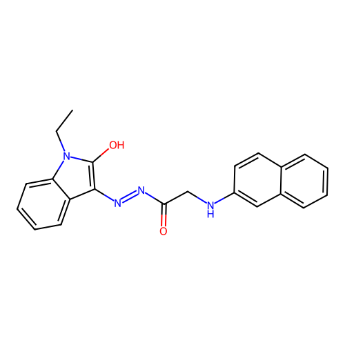 (E)-N'-(1-ethyl-2-oxoindolin-3-ylidene)-2-(naphthalen-2-ylamino)acetohydrazide structure