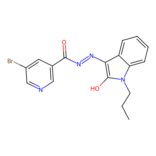(Z)-5-bromo-N'-(2-oxo-1-propylindolin-3-ylidene)nicotinohydrazide structure