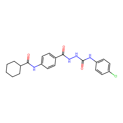 N-(4-chlorophenyl)-2-{4-[(cyclohexylcarbonyl)amino]benzoyl}hydrazinecarboxamide structure