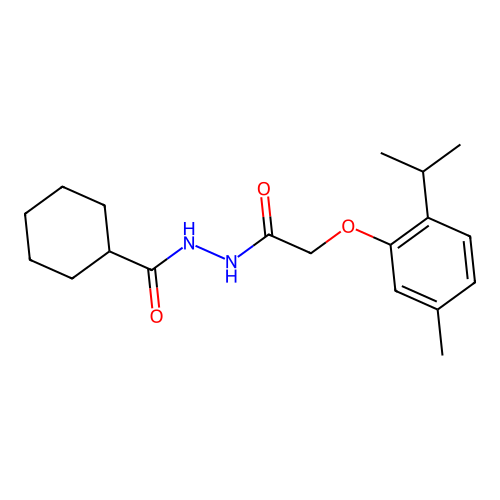 N'-(cyclohexylcarbonyl)-2-(2-isopropyl-5-methylphenoxy)acetohydrazide structure