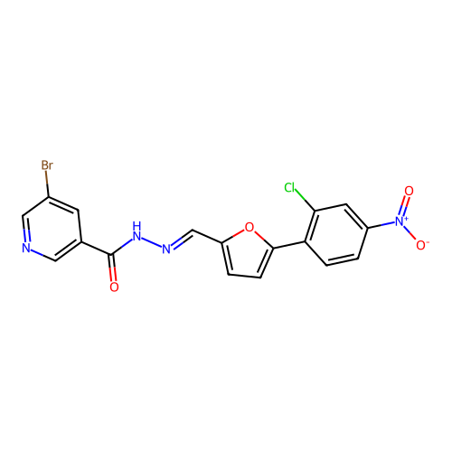 5-bromo-N'-{(E)-[5-(2-chloro-4-nitrophenyl)furan-2-yl]methylidene}pyridine-3-carbohydrazide structure