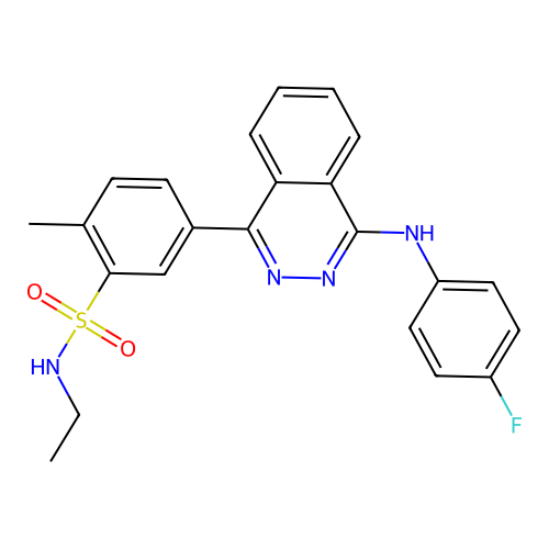 N-ethyl-5-{4-[(4-fluorophenyl)amino]phthalazin-1-yl}-2-methylbenzenesulfonamide structure