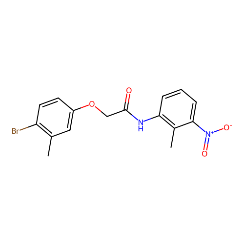 2-(4-bromo-3-methylphenoxy)-N-(2-methyl-3-nitrophenyl)acetamide structure