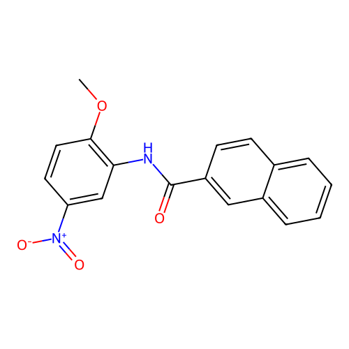 N-(2-methoxy-5-nitrophenyl)naphthalene-2-carboxamide structure