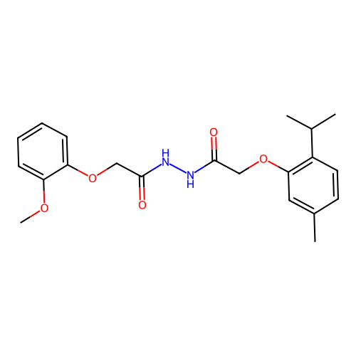 N'-[(2-isopropyl-5-methylphenoxy)acetyl]-2-(2-methoxyphenoxy)acetohydrazide structure