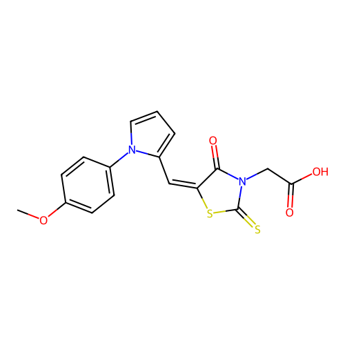[(5E)-5-{[1-(4-methoxyphenyl)-1H-pyrrol-2-yl]methylidene}-4-oxo-2-thioxo-1,3-thiazolidin-3-yl]acetic acid structure