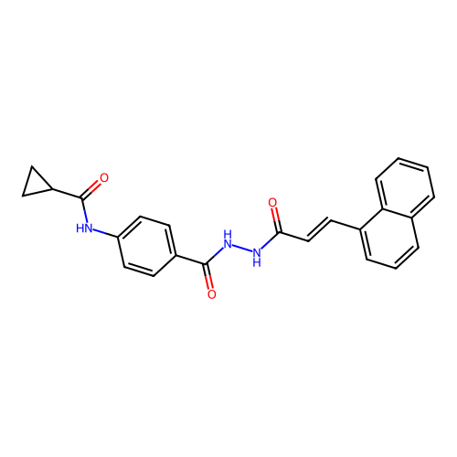N-[4-({2-[3-(1-naphthyl)acryloyl]hydrazino}carbonyl)phenyl]cyclopropanecarboxamide structure