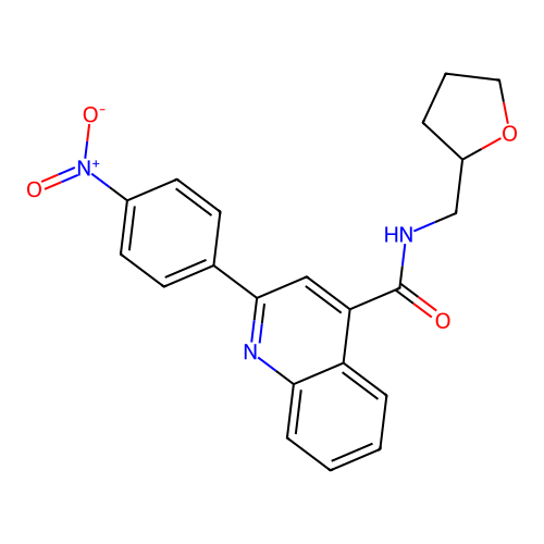 2-(4-nitrophenyl)-N-((tetrahydrofuran-2-yl)methyl)quinoline-4-carboxamide structure