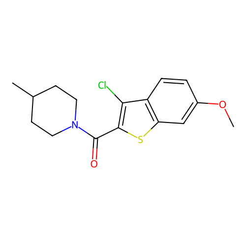 (3-Chloro-6-methoxy-1-benzothiophen-2-yl)(4-methylpiperidin-1-yl)methanone structure