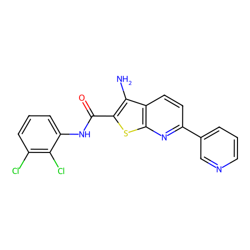 3-amino-N-(2,3-dichlorophenyl)-6-(pyridin-3-yl)thieno[2,3-b]pyridine-2-carboxamide structure