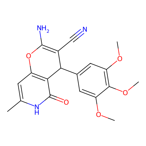 2-amino-7-methyl-5-oxo-4-(3,4,5-trimethoxyphenyl)-5,6-dihydro-4H-pyrano[3,2-c]pyridine-3-carbonitrile structure