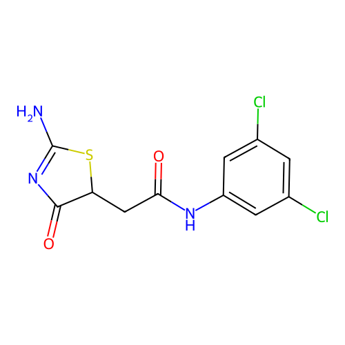 N-(3,5-dichlorophenyl)-2-(2-imino-4-oxo-1,3-thiazolidin-5-yl)acetamide structure