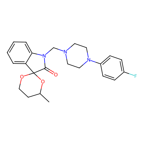 1'-{[4-(4-fluorophenyl)piperazin-1-yl]methyl}-4-methylspiro[1,3-dioxane-2,3'-indol]-2'(1'H)-one structure