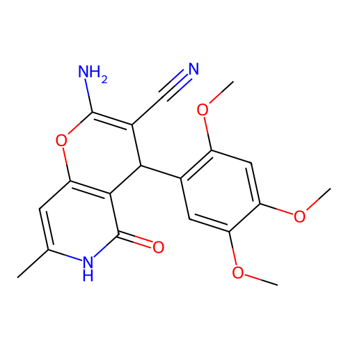 2-amino-5-hydroxy-7-methyl-4-(2,4,5-trimethoxyphenyl)-4H-pyrano[3,2-c]pyridine-3-carbonitrile structure