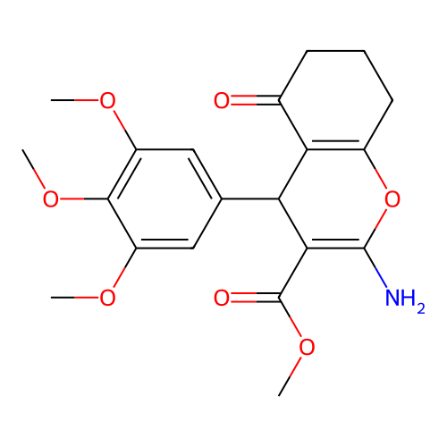 methyl 2-amino-5-oxo-4-(3,4,5-trimethoxyphenyl)-5,6,7,8-tetrahydro-4H-chromene-3-carboxylate structure