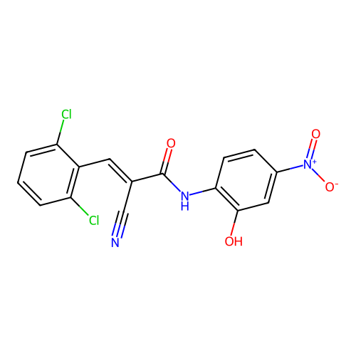 2-cyano-3-(2,6-dichlorophenyl)-N-(2-hydroxy-4-nitrophenyl)prop-2-enamide structure