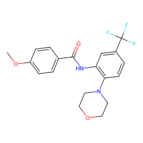 4-methoxy-N-[2-(morpholin-4-yl)-5-(trifluoromethyl)phenyl]benzamide structure