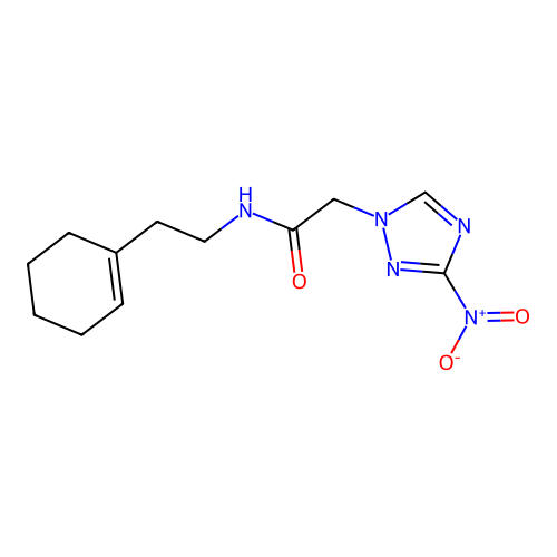N-[2-(cyclohex-1-en-1-yl)ethyl]-2-(3-nitro-1H-1,2,4-triazol-1-yl)acetamide structure