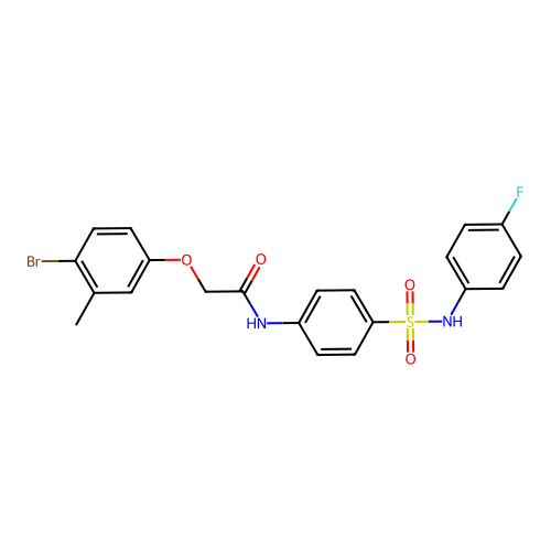 2-(4-bromo-3-methylphenoxy)-N-[4-[(4-fluorophenyl)sulfamoyl]phenyl]acetamide structure