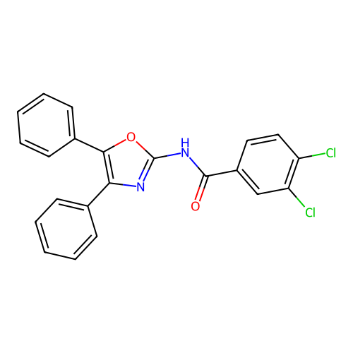 3,4-dichloro-N-[(2Z)-4,5-diphenyl-1,3-oxazol-2(3H)-ylidene]benzamide structure