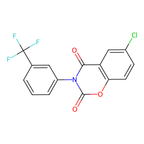6-chloro-3-[3-(trifluoromethyl)phenyl]-2H-1,3-benzoxazine-2,4(3H)-dione structure