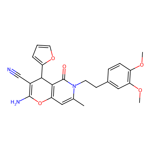 2-amino-6-(3,4-dimethoxyphenethyl)-4-(furan-2-yl)-7-methyl-5-oxo-5,6-dihydro-4H-pyrano[3,2-c]pyridine-3-carbonitrile structure