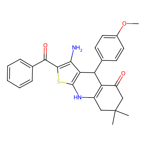 [3-amino-5-hydroxy-4-(4-methoxyphenyl)-7,7-dimethyl-4,6,7,8-tetrahydrothieno[2,3-b]quinolin-2-yl](phenyl)methanone structure