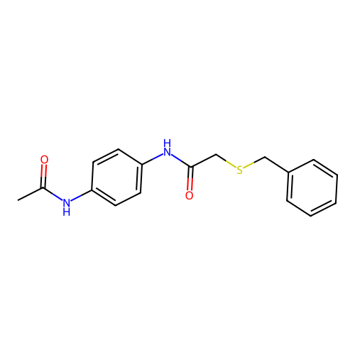 N-[4-(acetylamino)phenyl]-2-(benzylsulfanyl)acetamide structure