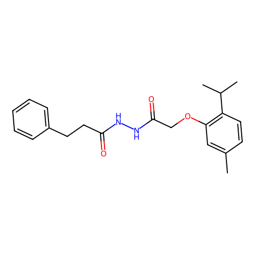 N'-{[5-methyl-2-(propan-2-yl)phenoxy]acetyl}-3-phenylpropanehydrazide structure