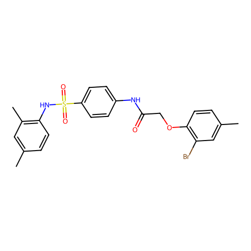 2-(2-bromo-4-methylphenoxy)-N-[4-[(2,4-dimethylphenyl)sulfamoyl]phenyl]acetamide structure