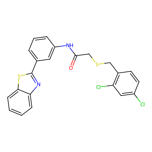 N-[3-(1,3-benzothiazol-2-yl)phenyl]-2-[(2,4-dichlorobenzyl)sulfanyl]acetamide structure