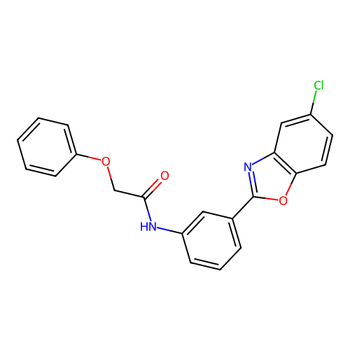 N-[3-(5-chloro-1,3-benzoxazol-2-yl)phenyl]-2-phenoxyacetamide structure