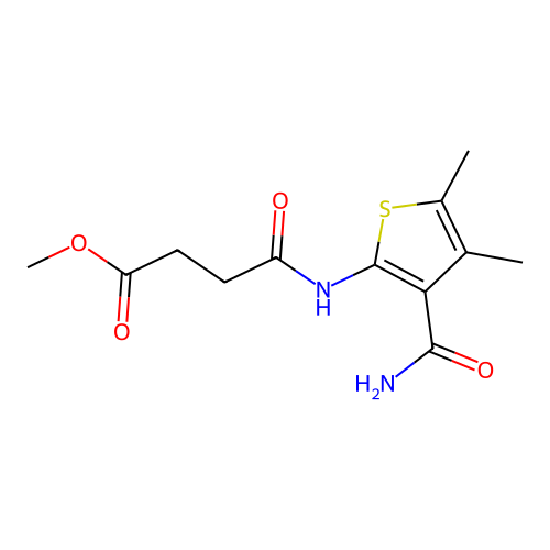 Methyl 4-[(3-carbamoyl-4,5-dimethylthiophen-2-yl)amino]-4-oxobutanoate structure
