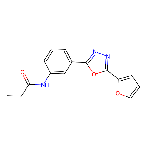 N-{3-[5-(furan-2-yl)-1,3,4-oxadiazol-2-yl]phenyl}propanamide structure