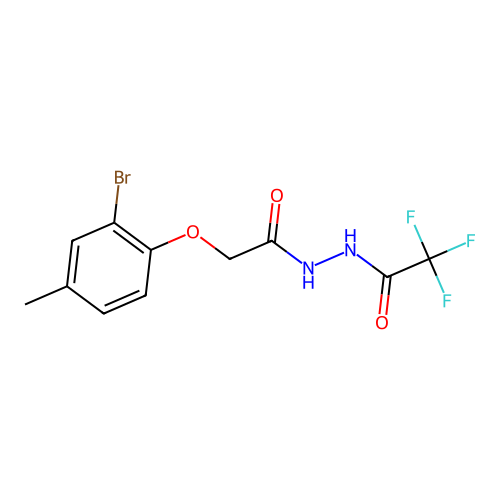 N'-[(2-bromo-4-methylphenoxy)acetyl]-2,2,2-trifluoroacetohydrazide structure
