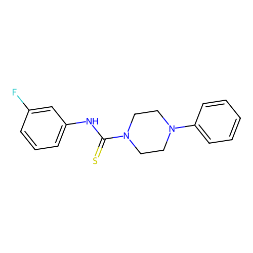 N-(3-fluorophenyl)-4-phenylpiperazine-1-carbothioamide structure