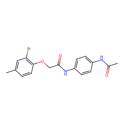 N-[4-(acetylamino)phenyl]-2-(2-bromo-4-methylphenoxy)acetamide structure
