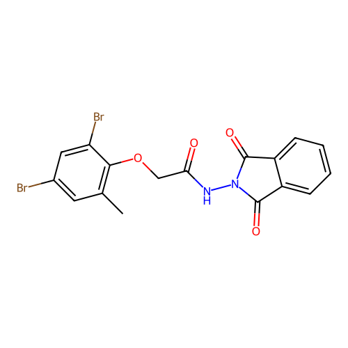 2-(2,4-dibromo-6-methylphenoxy)-N-(1,3-dioxo-1,3-dihydro-2H-isoindol-2-yl)acetamide structure