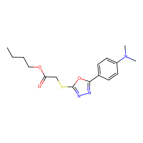 Butyl 2-({5-[4-(dimethylamino)phenyl]-1,3,4-oxadiazol-2-yl}sulfanyl)acetate structure