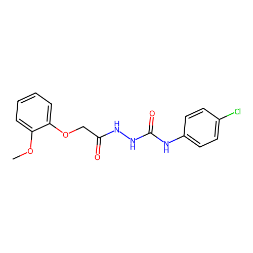 N-(4-chlorophenyl)-2-[(2-methoxyphenoxy)acetyl]hydrazinecarboxamide structure