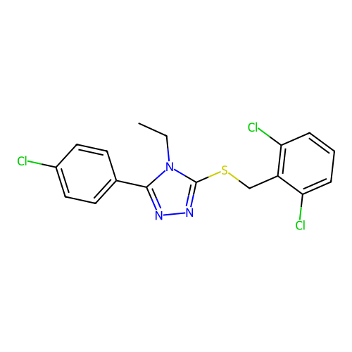 3-[(2,6-Dichlorophenyl)methylthio]-5-(4-chlorophenyl)-4-ethyl-1,2,4-triazole structure