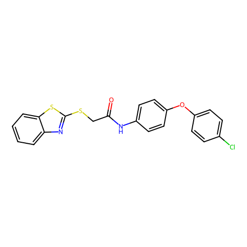 2-(1,3-benzothiazol-2-ylsulfanyl)-N-[4-(4-chlorophenoxy)phenyl]acetamide structure